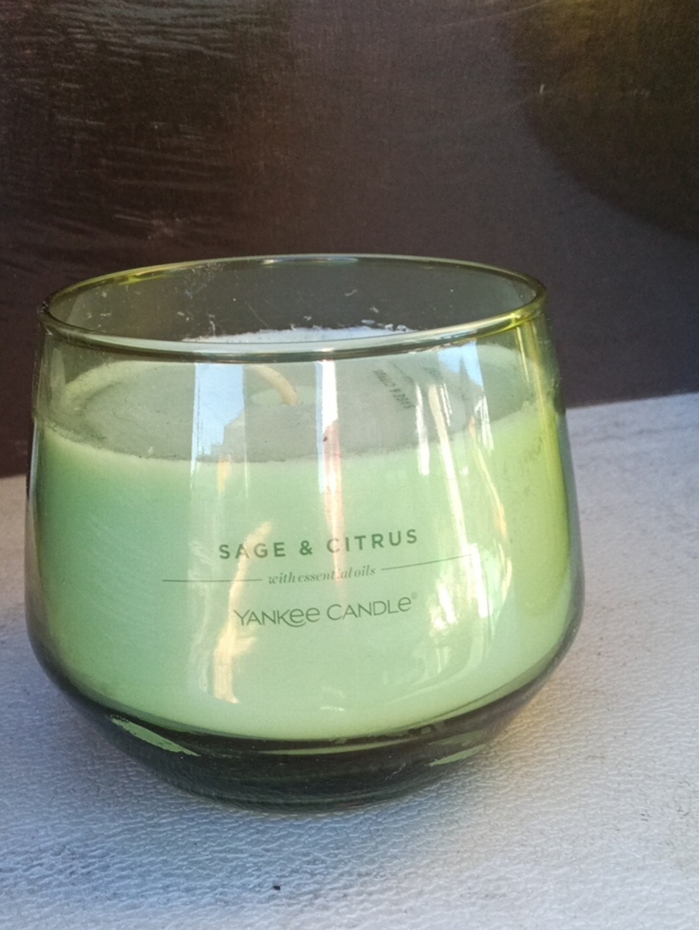 Yankee Candle Sage & Citrus Green Glass Jar
